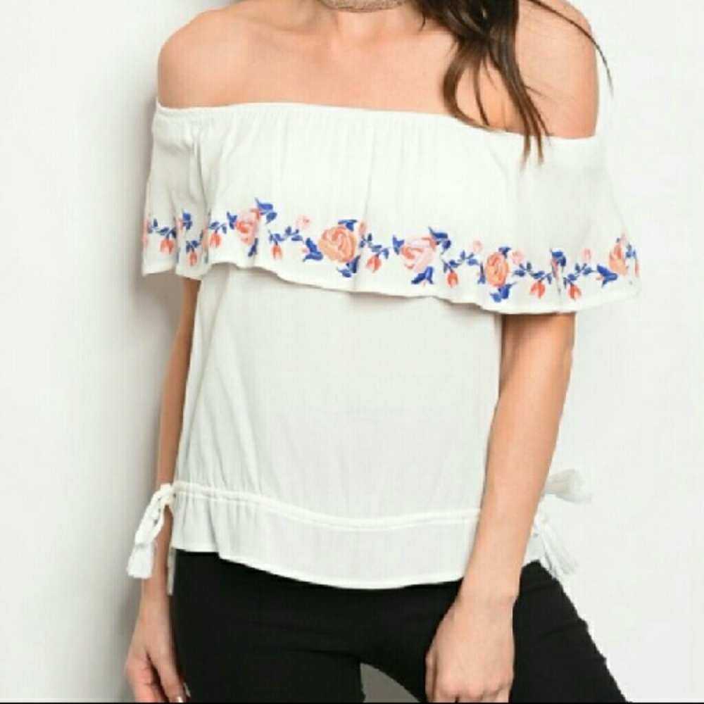 Off the shoulder floral print shirt - Picture 2 of 5